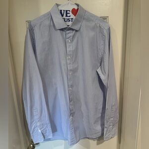 J. Crew Men's Ludlow Blue and White Thin Stripe Dress Shirt
